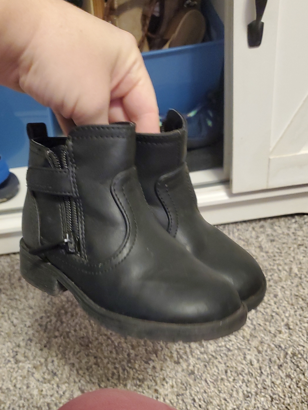wonder nation Black Kids Ankle Boots with Side Zipper